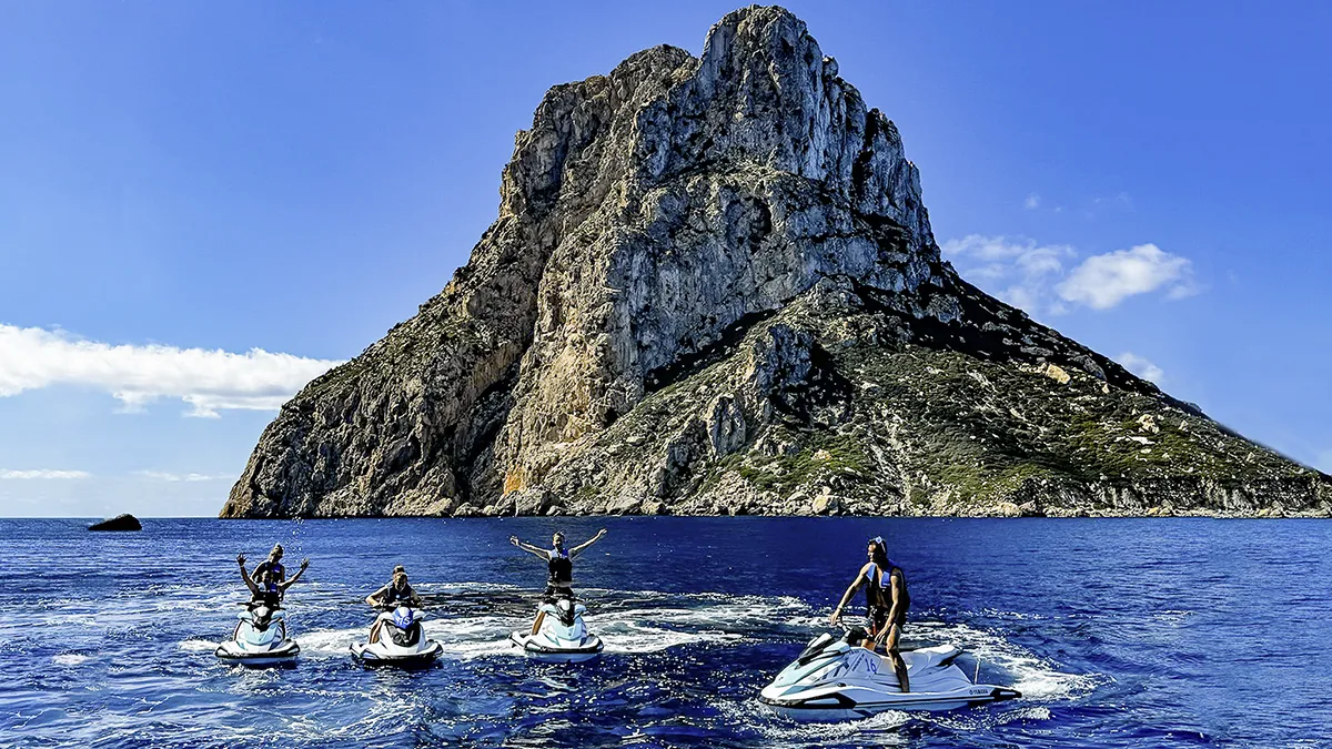 group of jet skis at es vedra ibiza